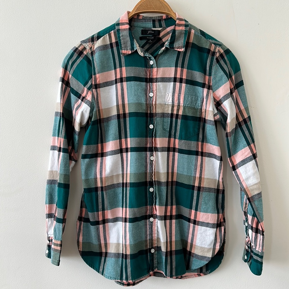 J crew flannel top.